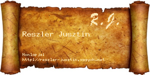Reszler Jusztin névjegykártya